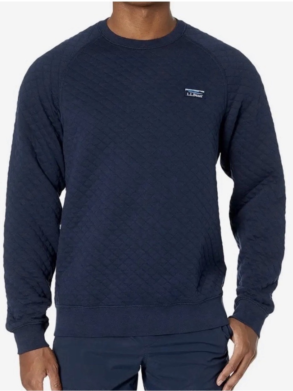 L.L. Bean Men's Navy Quilted Crewneck Sweater size M Regular